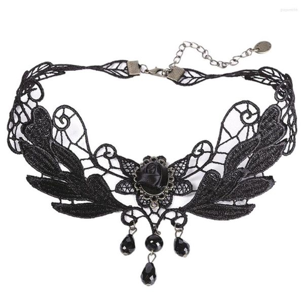 Chaînes mode noir dentelle perles tour de cou victorien Steampunk Style gothique collier collier pour femmes 2023 cadeaux