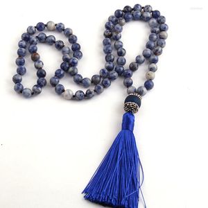 Chaînes Mode Bohème Tribal Bijoux Pierres Bleues Perles Noué Long Gland Colliers Pour Femmes Collier Ethnique