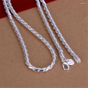 Chaînes Marque de mode 925 Collier en argent sterling Classique Bijoux Personnalité 4MM Corde torsadée Chaîne pour hommes 20 pouces Cadeaux de Noël