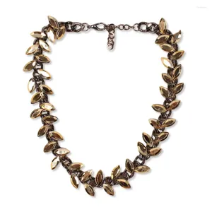 Chaînes de mode marque design chaîne noire feuille fleur pendentif bavoir collier ras du cou pour femmes bijoux en gros