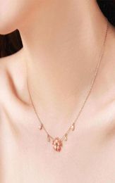 Chains Fashion Cherry Blossom Crystal Pearl Pendant Collier Clavicule Chaîne de chaîne Colliers pour femmes3639469