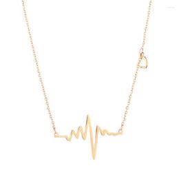 Ketens mode choker nek kort roestvrijstalen ketting sleutelbeengolf ECG romantisch goud kleur hartverwarmend geschenk aan vriendin