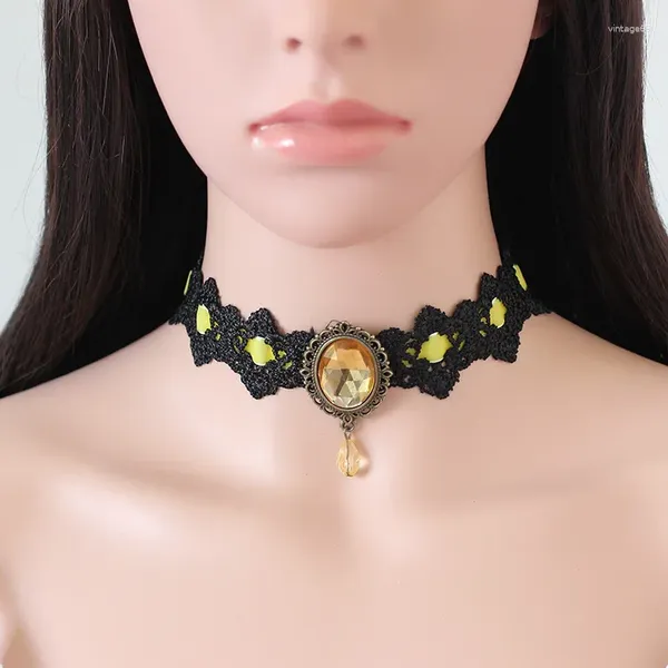 Chaînes Mode Creative Dentelle Velours Ras Du Cou Collier En Cristal Femmes Colliers Sexy Esthétique Clavicule Chaîne Collier De Fête Bijoux Cadeau