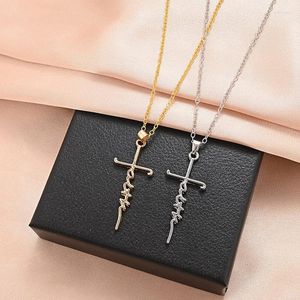 Cadenas de moda collares cruzados para Mujeres Hombres collar con colgante de acero inoxidable gargantilla joyería cristiana religiosa regalo de Navidad