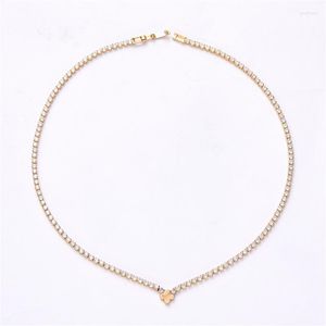 Chains Fashion Cubic Zircon Chians Choker Necklace For Women Man Gold Color Pendant Wedding Party Jewelry GiftChains Godl22