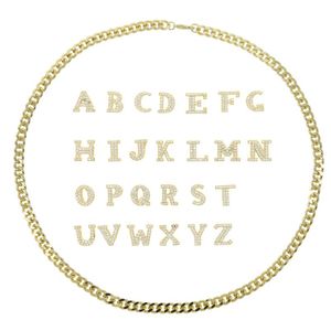 Ketens mode op maat 26 -letter alfabetchoker met eenvoudige Cubaanse ketting hangende kettingen gouden zilveren kleur vrouwen feest geschenk juweliers