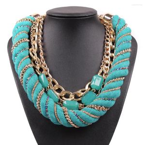 Chaînes Design de mode Fil Corde Or Couleur Chaîne Déclaration Collier Ras Du Cou Bavoir Grand Chunky Collier Pour Femmes Bijoux D'hiver En Gros