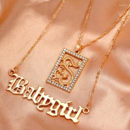 Chaînes mode Dragon lettres pendentif collier pour femmes or argent couleur multicouche colliers 2023 personnalité bijoux cadeaux