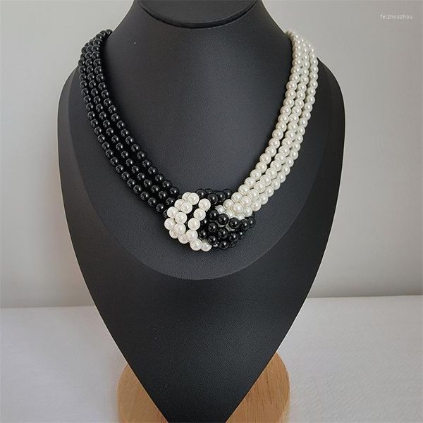 Chaînes mode élégant lumière luxe trois couches collier de perles pour les femmes bijoux de mariage collier délicat tour de cou