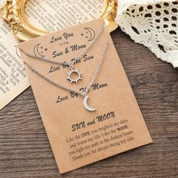 Ketens mode geschenk Valentijnsdag roestvrijstalen familie sieraden maan zon ketting sleutelbeen paar hanger