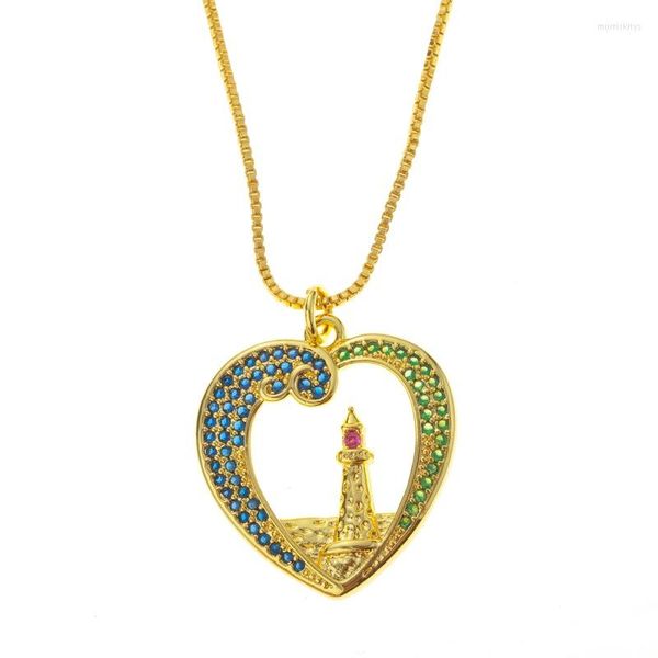 Chaînes Fashion Golden Hope Lighthouse Pendant Collier pour femmes Gérose de bijoux de la chaîne de cuivre en cuivre à 18 km