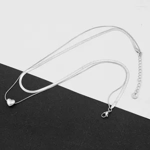 Chains Fashion Heart Pendant Collier Chaîne Double-couche Cadeau de cou en acier inoxydable Perfect pour les adolescents