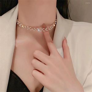 Chaînes mode Imitation perle Zircon collier court pour les femmes Simple or brillant clavicule chaîne tour de cou bijoux de fête en gros