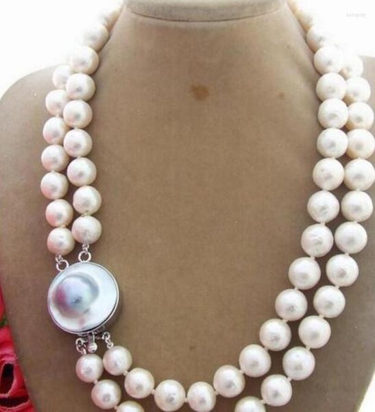 Chaînes Bijoux Fantaisie Belle Excellente ! Collier de perles nucléées de 17 po de 11 mm avec fermoir Mabe