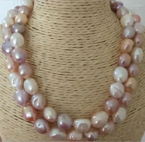 Cadenas Joyería de moda Clásico Barroco 9-11mm Collar de perlas multicolor del Mar del Sur