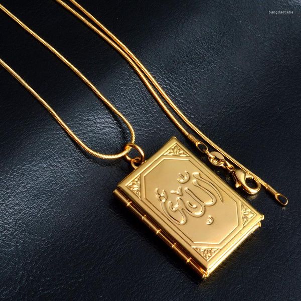 Chaînes Bijoux De Mode Pour Les Femmes En Acier Inoxydable Chaîne En Or Collier Rectangle Pendentif Belle Mémoire Cadre Cas Boîte De Prière