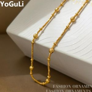 Cadenas de joyería de moda de latón de alta calidad de una capa de cuentas de Metal collar de cadena de Color dorado para mujeres y niñas regalo simplemente