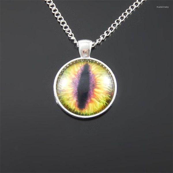 Chaînes Bijoux De Mode Longue Chaîne Collier Dernière Conception Privée Dragon Yeux Pendentif Gemme Lunette Couverte Dame À La Main Naturel