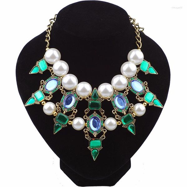 Cadenas Joyas de moda Collar perlas Trendy Single Elements Exagerated Green Zircon Comprador esencial