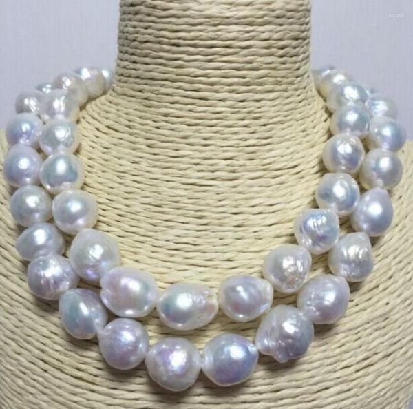 Chaînes bijoux fantaisie brin unique haut lustre 14-15mm baroque collier de perles blanches de la mer du sud 38 