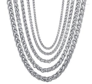 Chaînes bijoux fantaisie acier inoxydable tressé rond Spiga chaîne de blé grande taille hommes collier Hip Hop pour femmes accessoires