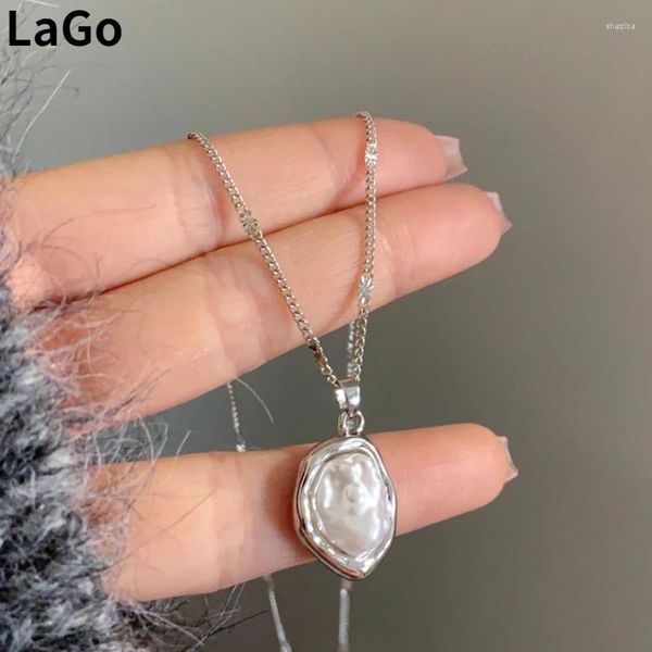 Cadenas Joyas de moda Temperamento Corea dulce Geometría irregular Collar colgante de perlas para mujeres Regalos de boda al por mayor