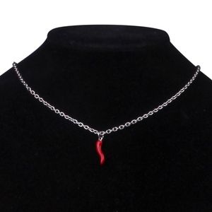 Ketens mode Koreaanse peper ketting voor vrouwen schattige rode chili choker roestvrijstalen kettingen meisjes geschenken pendientes mujerchains