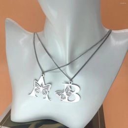Ketten Mode Brief Initialen Zierliche Schmetterling Halsketten Für Frauen Mädchen Schmuck Edelstahl Kette Initial Anhänger Geschenk Kragen