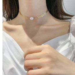 Ketens mode luxe visbeen pailletten witte parel v-vormige ketting ketting choker armband voor dames dame's sieraden accessoires cadeaucha