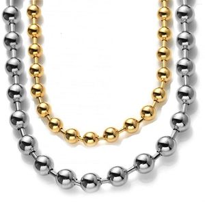 Ketens mode heren zilveren kleur/gouden tint 316L roestvrijstalen bal kralen bonen ketting ketting sieraden cadeau 8 mm/10 mm/12 mm 7-40inch