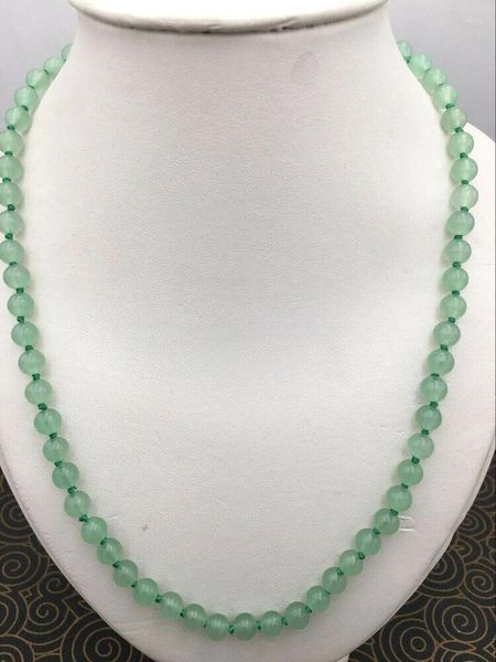 Chaînes Mode Naturel 8mm Vert clair Aventurine Jade Gemstone Collier de perles rondes