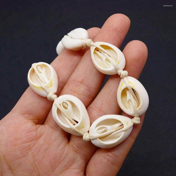 Chaînes De Mode Naturel Blanc Shell Bracelet À La Main Tissu Femmes Bijoux Conque Avec Collier Dames En Gros