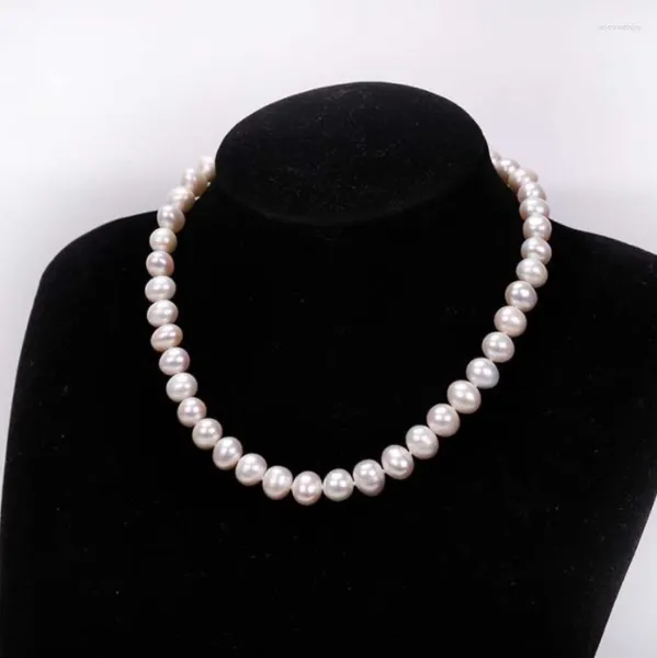 Chaînes collier de mode 5mm perles blanches naturelles colliers pour femmes bijoux fins cadeaux