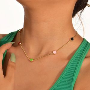 Cadenas Collar de moda Personalidad femenina Todo-fósforo Gota Nectarina Corazón Colgante Simple Multicolor Accesorios