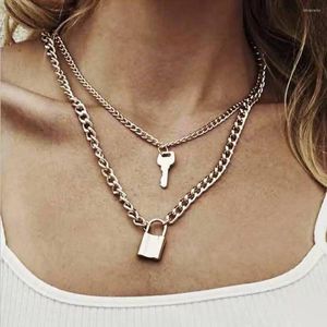 Kains Fashion Necklace for Women Creative Punk Key Lock Multi-Layer Gold Color Pendant Girls Vacation Party Trendy Gift