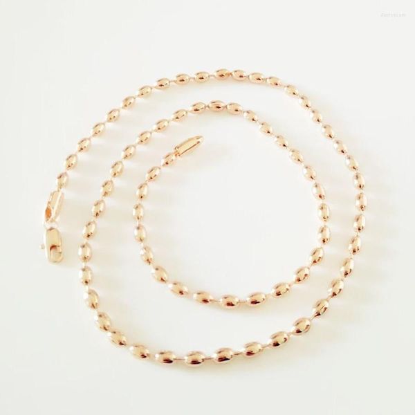 Chaînes collier de mode dernière conception 585 bijoux en or rose vente à la mode boule forme perles colliers usine directe