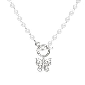 Ketens mode parel ketting ketting met vlinder hangschakel charmes silvery nek sieraden gratie voor vrouwen meisje feest cadeau ideeën