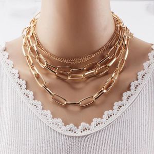 Ketens mode eenvoudige en veelzijdige coole mix keten persoonlijkheid geometrische niche -ontwerp creatief retro punk dame temperament ketting