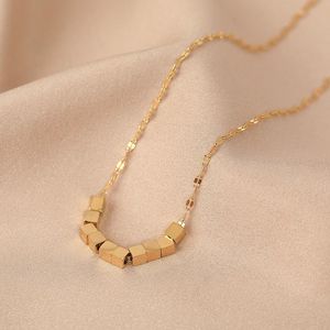 Ketens mode eenvoudige sleutelbeen ketting ketting geen fade titanium staal uit één stuk vierkante hanger kettingen vrouw meisjes zomerjuweliers