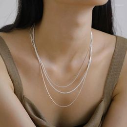 Cadenas Fashion Sterling Sier Jewelry Collar de joyería Europea Simple Multi -Capas Bar Collar Regalos de clavícula NK163