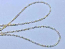 Ketens modestijl 3-4 mm kleine parels ketting voor vrouwen echte zeewater akoya multi-color ronde parels fijn 925 zilveren clasp sieraden