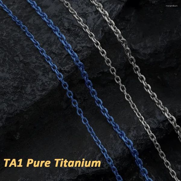 Cadenas Moda TA1 Collar de cadena de eslabones de ángulo de titanio puro 5,2 mm / 7 mm Hombres Mujeres Piel sensible No alérgico Ti Cable ovalado