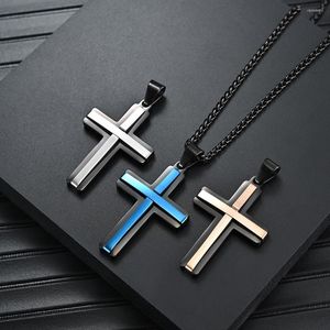 Ketens mode drie kleuren kruis ketting vrouwen mannen roestvrij staal jongens punk hiphop vriendschap sieraden geschenken