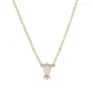 Ketens mode kleine link ketting ketting delicate scheurwater druppel opal cz charm mini hangende kettingen voor meisjesjuweliersjuwelen.