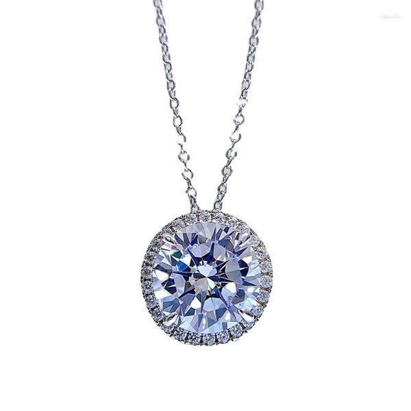 Chaînes Tendance De La Mode D-couleur Blanc Diamant Pendentif Incrusté Avec 5A Zircon Clavicule Chaîne Simple Style Dames S925 Collier En Argent