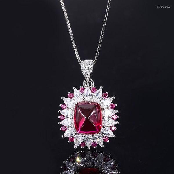 Cadenas Tendencia de moda S925 Silver Conlaid 5a Circón Damas Personalidad Geométrica Torre de azúcar Joya de diamantes Joyería