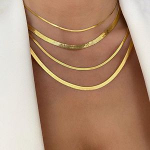 Kettingen Mode Unisex Snake Chain Vrouwen Ketting Choker Roestvrij Staal Visgraat Goud Kleur Voor Sieraden Kettingen