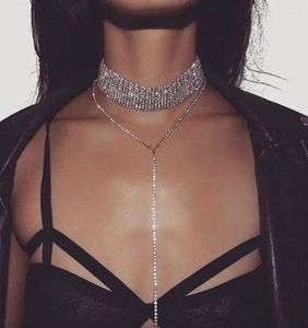 Kettingen Mode Vintage Overdreven Multi-layer Choker Strass Ketting Vrouwen Kettingen Sexy Sleutelbeen Keten Partij Sieraden Gift