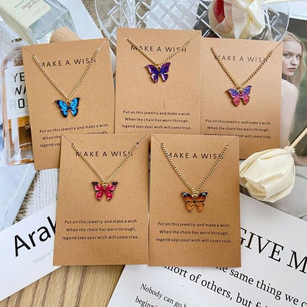 Chains Fashion Women Collier Korea Style Butterfly Pendant Gift For Girl Cute Joel Neck Jewelry Wholesale Drop