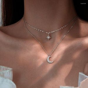 Ketens vrouwelijke ketting zon en maan vrouwen choker statement kristal goud kleurmeisje feestje cadeau sieraden